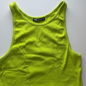 zara neon green crop top